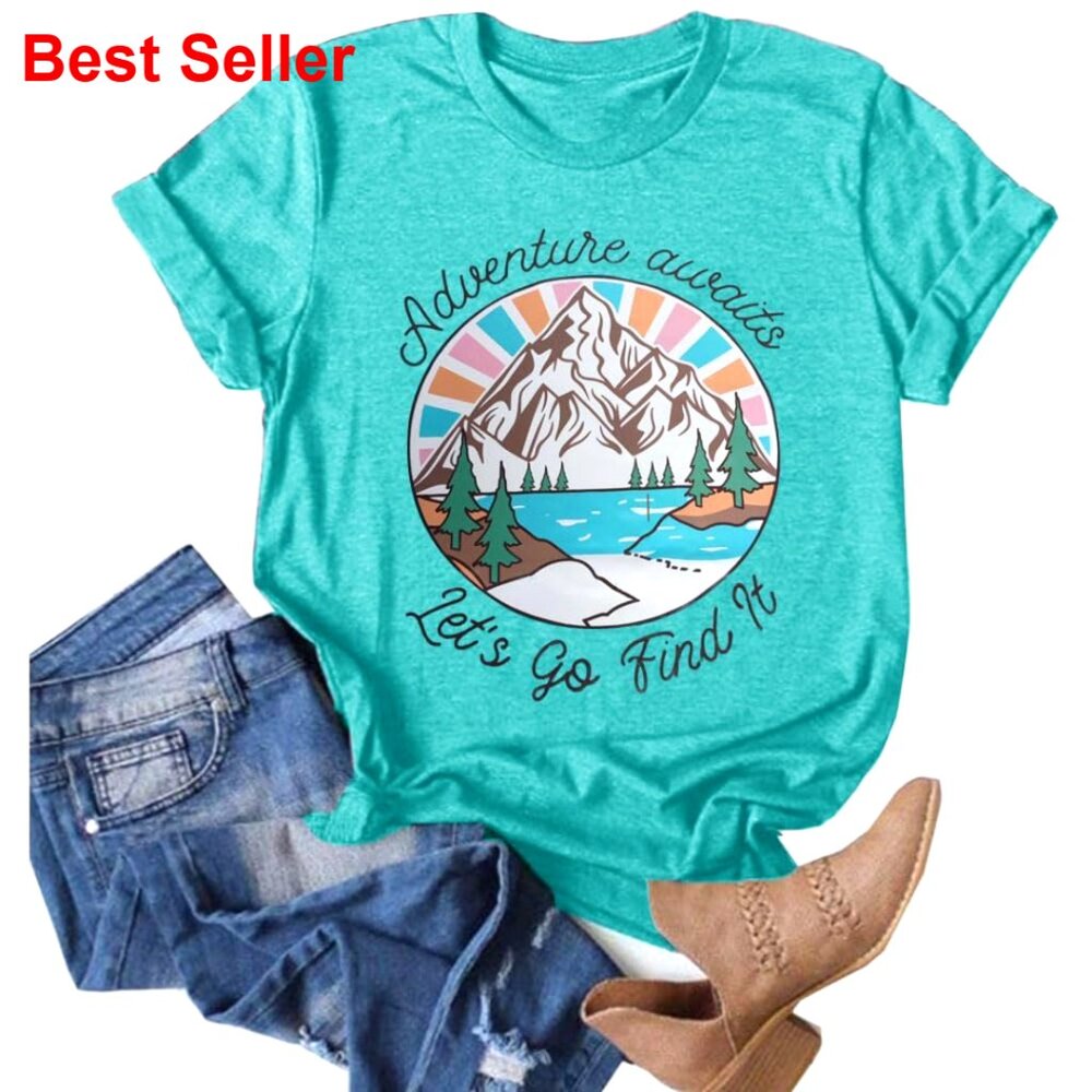 Women's Graphic Mountain T-Shirt Soft Cotton Blend Lightweight Active Tee
